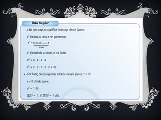 ÜSLÜ SAYILARA GĠRĠġ
 