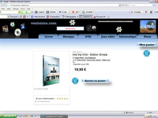 Aide Flux RSS    Mon
vosloisirs.com                                                  compte

                                  Rechercher


       Livres               Musique                  DVD         Jeux vidéo     Informatique     Photo


                                                                                               Mon panier




                                         Expédié sous 24h

                                          19,99 €


                                                    Ajouter au panier




                      9 / 10




        vosloisirs.com: achat,…
 