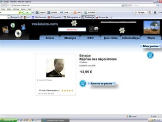 Aide Flux RSS    Mon
vosloisirs.com                                                     compte

                                  Rechercher


       Livres               Musique                   DVD           Jeux vidéo     Informatique     Photo


                                                                                                  Mon panier




                                               Expédié sous 24h


                                               13,95 €


                                                          Ajouter au panier




        vosloisirs.com: achat,…
 