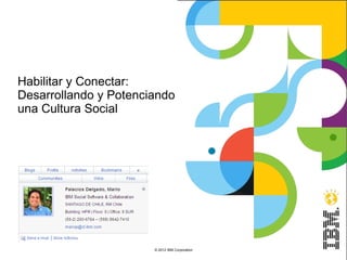 Habilitar y Conectar:
Desarrollando y Potenciando
una Cultura Social




                       © 2012 IBM Corporation
 