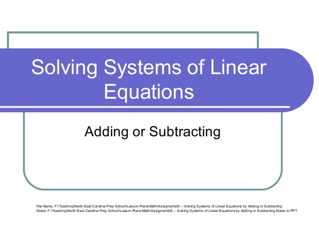 Solving Linear Equations By Adding Or Subtracting Worksheet
