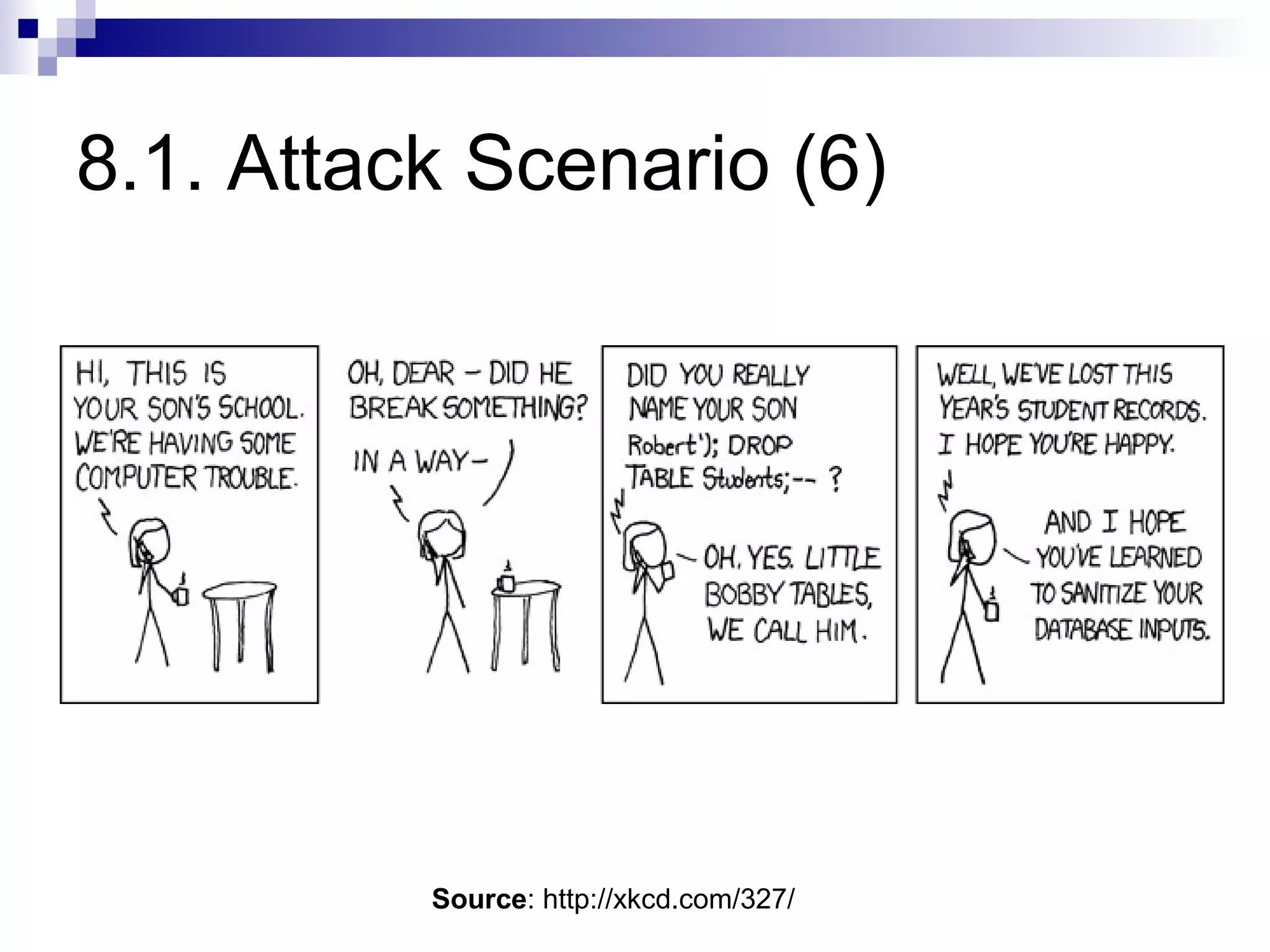 8.1. Attack Scenario (6)




          Source: http://xkcd.com/327/
 