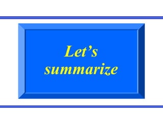 Let’s
summarize
 
