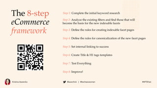 Kristina Azarenko @azarchick | @techseowomen #WTSFest
The 8-step
eCommerce
framework
Step 1: Complete the initial keyword ...