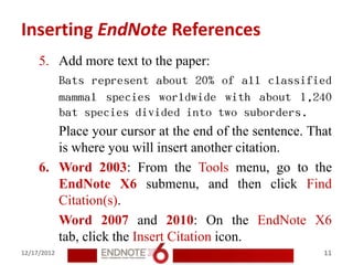 8 using end note while writing a paper in microsoft word | PPT
