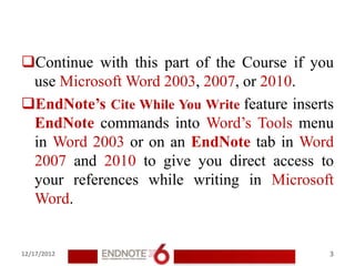 8 using end note while writing a paper in microsoft word | PPT