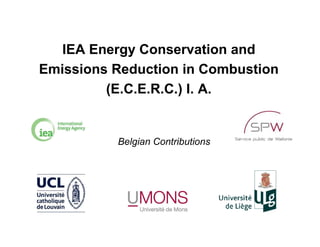IEA Energy Conservation and
Emissions Reduction in Combustion
         (E.C.E.R.C.) I. A.


          Belgian Contributions
 