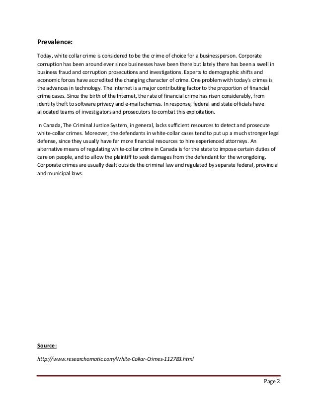 History And Prevalence Of White Collar Crime