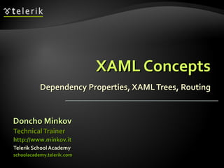 XAML Concepts Dependency Properties, XAML Trees, Routing ,[object Object],[object Object],[object Object],[object Object],[object Object]