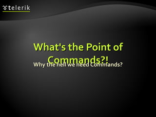 What's the Point of Commands?! Why the hell we need Commands? 