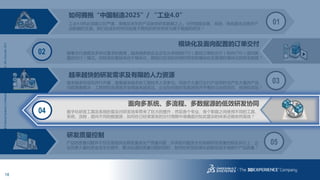 18
3DS.COM©DassaultSystèmes|ConfidentialInformation|1/6/2017|ref.:3DS_Document_2013
05
研发质量控制
产品的质量问题并不仅仅是指供应商质量或生产质量问题，许多的问题发生在前期研发质量控制及执行上，企
业花费大量的资金成本在提升、解决后道的质量问题的同时，如何在研发的源头就能低成本地提升产品质量？
03
越来越快的研发需求及有限的人力资源
越来越多的项目并行开展，需要越来越多的工程技术人员参与。但由于大量已交付产品同时也产生大量的产品
问题需要解决，工程师的资源需求变得越来越紧迫。企业如何做好宏观调控并平衡好企业的项目、资源和风险？
01
如何拥抱“中国制造2025”/ “工业4.0”
工业4.0的必须建立在严谨、准确及详尽的产品各类研发数据之上。任何智能设备、系统、体系都无法离开产
品数据的支撑。我们应该如何将目前基于图纸的研发转变为基于数据的研发？
02
模块化及面向配置的订单交付
随着交付速度及多样化要求的提高，越来越多的企业正在从传统的ETO（面向订单的交付）转向CTO（面向配
置的交付）模式。但转变的基础来自于模块化，那我们应该如何做好研发的模块化及管理好模块化的研发数据？
04
面向多系统、多流程、多数据源的低效研发协同
数字化研发工具及系统的普及对研发效率带来了巨大的提升，然后各个专业、各个职能之间使用不同的工具、
系统、流程，面向不同的数据源，如何在已经很紧张的交付周期中准确面对如此复杂的体系还能依然高效？
 