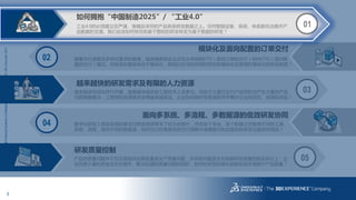 3
3DS.COM©DassaultSystèmes|ConfidentialInformation|1/6/2017|ref.:3DS_Document_2013
02
03
04
越来越快的研发需求及有限的人力资源
模块化及面向配置的订单交付
面向多系统、多流程、多数据源的低效研发协同
05
研发质量控制
随着交付速度及多样化要求的提高，越来越多的企业正在从传统的ETO（面向订单的交付）转向CTO（面向配
置的交付）模式。但转变的基础来自于模块化，那我们应该如何做好研发的模块化及管理好模块化的研发数据？
越来越多的项目并行开展，需要越来越多的工程技术人员参与。但由于大量已交付产品同时也产生大量的产品
问题需要解决，工程师的资源需求变得越来越紧迫。企业如何做好宏观调控并平衡好企业的项目、资源和风险？
数字化研发工具及系统的普及对研发效率带来了巨大的提升，然后各个专业、各个职能之间使用不同的工具、
系统、流程，面向不同的数据源，如何在已经很紧张的交付周期中准确面对如此复杂的体系还能依然高效？
产品的质量问题并不仅仅是指供应商质量或生产质量问题，许多的问题发生在前期研发质量控制及执行上，企
业花费大量的资金成本在提升、解决后道的质量问题的同时，如何在研发的源头就能低成本地提升产品质量？
01
如何拥抱“中国制造2025”/ “工业4.0”
工业4.0的必须建立在严谨、准确及详尽的产品各类研发数据之上。任何智能设备、系统、体系都无法离开产
品数据的支撑。我们应该如何将目前基于图纸的研发转变为基于数据的研发？
 