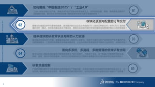 7
3DS.COM©DassaultSystèmes|ConfidentialInformation|1/6/2017|ref.:3DS_Document_2013
03
04
越来越快的研发需求及有限的人力资源
面向多系统、多流程、多数据源的低效研发协同
05
研发质量控制
越来越多的项目并行开展，需要越来越多的工程技术人员参与。但由于大量已交付产品同时也产生大量的产品
问题需要解决，工程师的资源需求变得越来越紧迫。企业如何做好宏观调控并平衡好企业的项目、资源和风险？
数字化研发工具及系统的普及对研发效率带来了巨大的提升，然后各个专业、各个职能之间使用不同的工具、
系统、流程，面向不同的数据源，如何在已经很紧张的交付周期中准确面对如此复杂的体系还能依然高效？
产品的质量问题并不仅仅是指供应商质量或生产质量问题，许多的问题发生在前期研发质量控制及执行上，企
业花费大量的资金成本在提升、解决后道的质量问题的同时，如何在研发的源头就能低成本地提升产品质量？
01
如何拥抱“中国制造2025”/ “工业4.0”
工业4.0的必须建立在严谨、准确及详尽的产品各类研发数据之上。任何智能设备、系统、体系都无法离开产
品数据的支撑。我们应该如何将目前基于图纸的研发转变为基于数据的研发？
02
模块化及面向配置的订单交付
随着交付速度及多样化要求的提高，越来越多的企业正在从传统的ETO（面向订单的交付）转向CTO（面向配
置的交付）模式。但转变的基础来自于模块化，那我们应该如何做好研发的模块化及管理好模块化的研发数据？
 