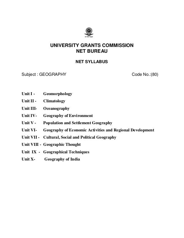 NTA UGC NET JRF 80 geographynew updated syllabus