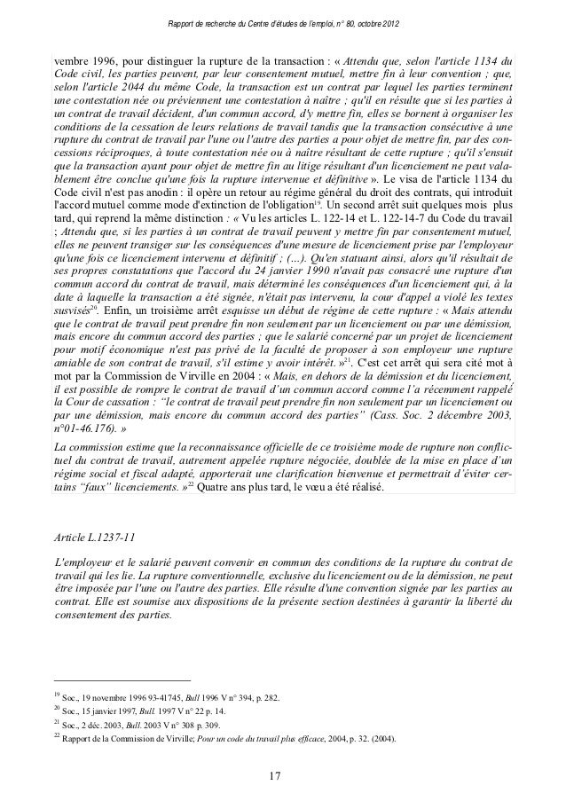 Rupture Conventionnelle Du Contrat De Travail Etude Du Rc Et Analys