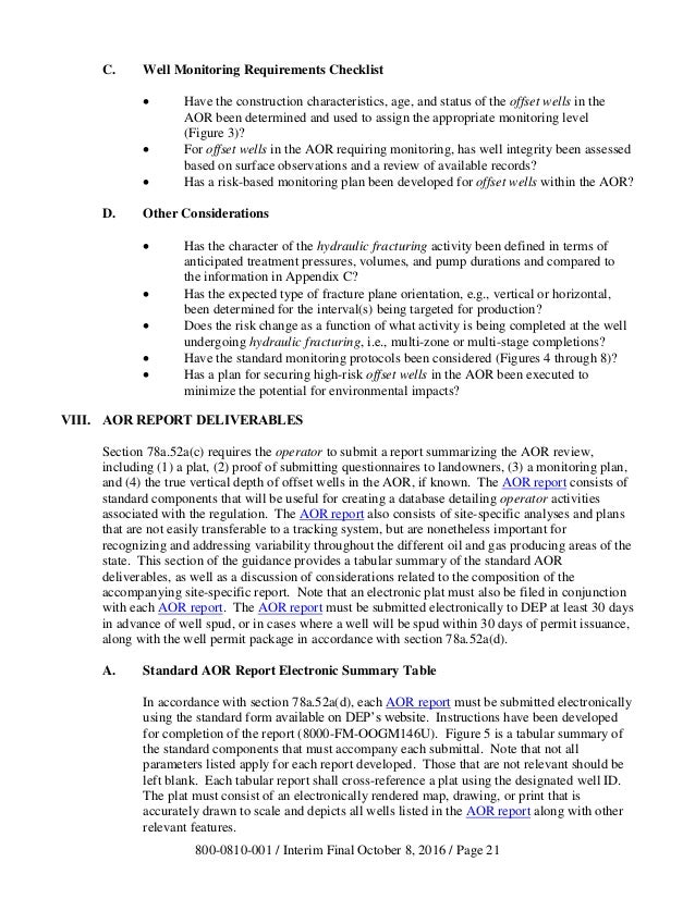 PA DEP Guidelines for Implementing Area of Review (AOR ...