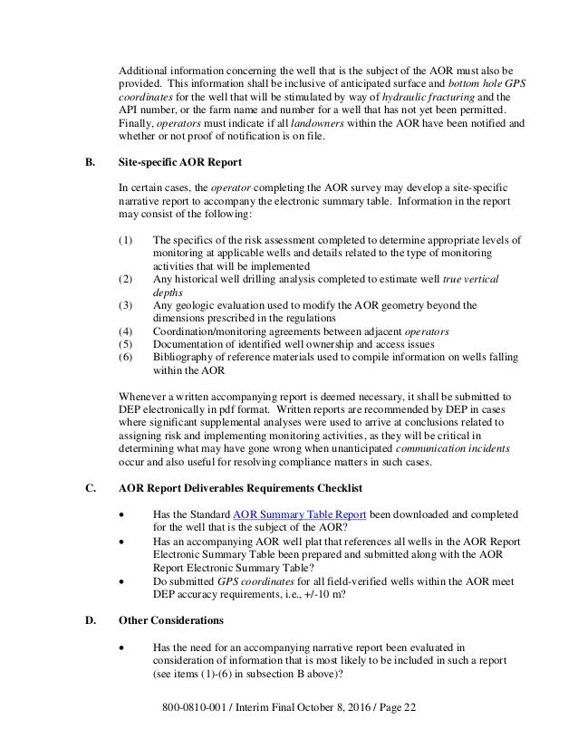 PA DEP Guidelines for Implementing Area of Review (AOR ...