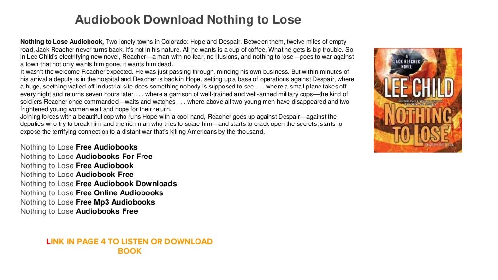 Nothing To Lose Streaming Audiobook Download Streaming Online Nothing to Lose