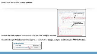 Here is how the final set up may look like:
Now all the AMP pages on your website have got AMP Analytics installed.
Check the Google Analytics real time reports, to test whether Google Analytics is collecting the AMP traffic data:
 