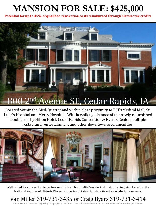 Historic Douglas Mansion For Sale 800 2nd Avenue Se Cedar Rapids