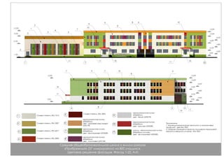 -1,740
+12,900
+9,100
+5,100
0,000
+12,900
+0,900
+2,700
+4,800
+6,600
+8,700
+10,500
0,000
+12,900
+0,900
+2,700
+4,800
+6,600
+8,700
+10,500
0,000
+12,900
1 227
НА Л
7
4
8
3
11
6
1068
11
9
7
10
11
8
9 7 10 6
10
Сэндвич-панели, RAL 1013
керамогранитная плитка
600 мм,x600
цвет - оранжево-персиковый
(UF017R)
1
2
3
6
8
Сэндвич-панели, 7RAL 200
Сэндвич-панели, 17RAL 60
керамогранитная плитка
600 мм,x600
цвет - фисташковый (UF022R)
7
9
керамогранитная плитка
600 мм,x600
цвет - белый (UF001R)
10
4 Сэндвич-панели, 3003RAL
5 Сэндвич-панели, 3005RAL
керамогранитная плитка
600 мм,x600
цвет - красный (UF023R)
Примечание:
1. Индивидуальные витражи выполнить из алюминиевых
профилей - цвет 9007.RAL
2. Сварные ограждения окрасить полимерно-порошковой
краской в заводских условиях - 9007.RAL
Средняя общеобразовательная школа в жилом районе
«Прибрежный» (37 микрорайон) на 800 учащихся.
Цветовое решение фасадов. Фасад 1-22, А-Н.
7
8
керамогранитная плитка
600 мм,x600
цвет - малиновый (UF012R)
5
1
10
3
5
2
11
цоколь - керамогранитная плитка
600 мм на клею,x600
цвет - фисташковый (UF022R)
11
10 10
 