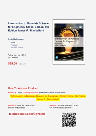 Introduction to Materials Science for Engineers - 9th Edition by James ...