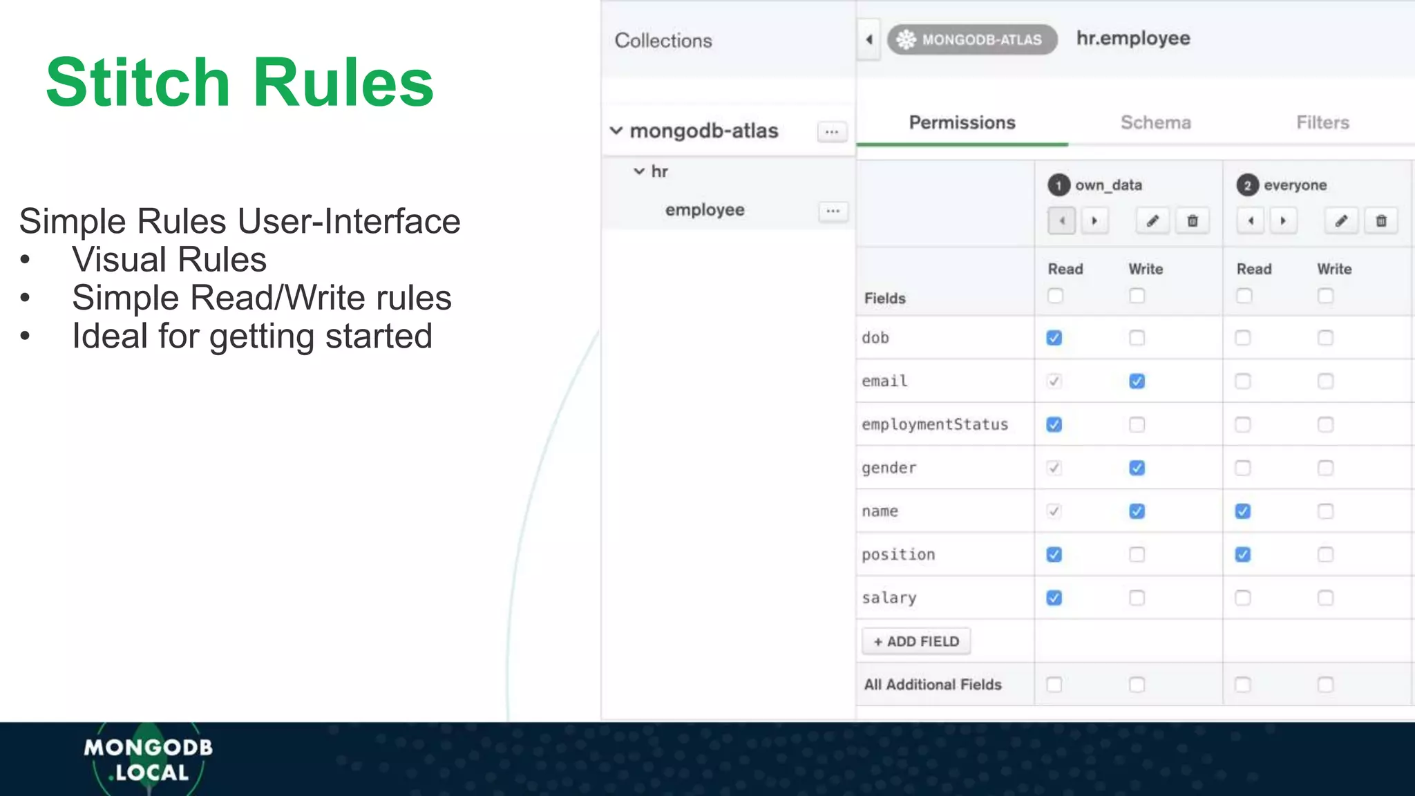 Simple Rules User-Interface
• Visual Rules
• Simple Read/Write rules
• Ideal for getting started
Stitch Rules
 