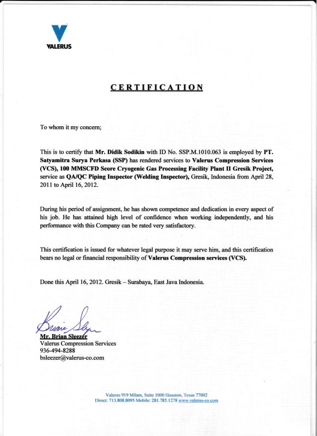 Cert. of EmploymentSSP