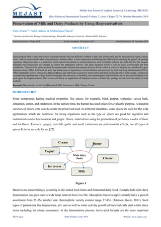 Preservation of Milk and Dairy Products by Using Biopreservatives | PDF
