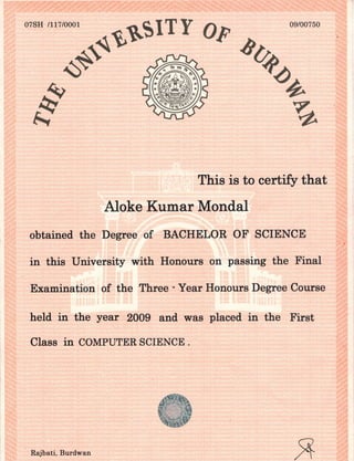 aloke gratutation certificate