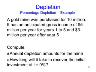 Depletion Examples 8013 lecture depreciation | PPT