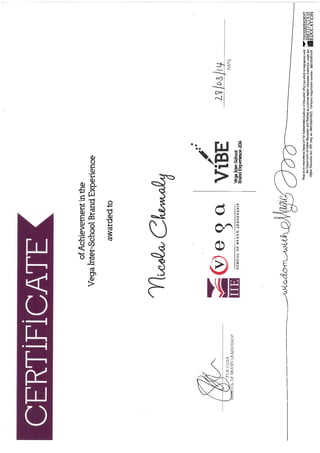 Nicola Vega Certificate