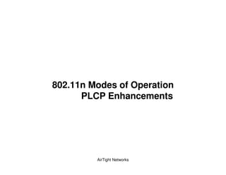 802.11n Modes of Operation
      PLCP Enhancements




         AirTight Networks
 