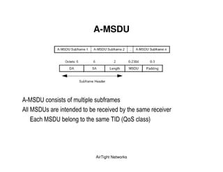 A-MSDU




!5 ' B                   &
! ' B              &          %      &           %
  F    ' B &   ,                  ) 6 (= '   +




                       AirTight Networks
 