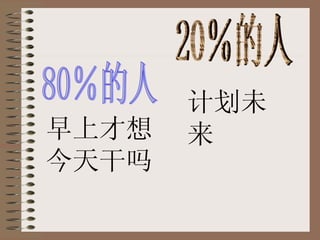 80％的人 20％的人 早上才想今天干吗 计划未来 