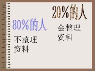 80％的人 20％的人 不整理资料 会整理资料 