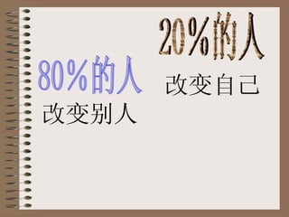 80％的人 20％的人 改变别人 改变自己 