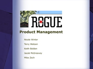 Nicole Winter
Terry Watson
Keith Bolden
Jacob McGreevey
Mike Zech
Product Management
 