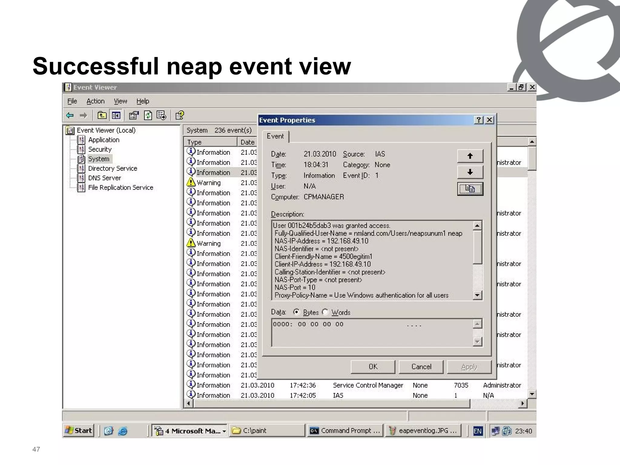 Successful neap event view 