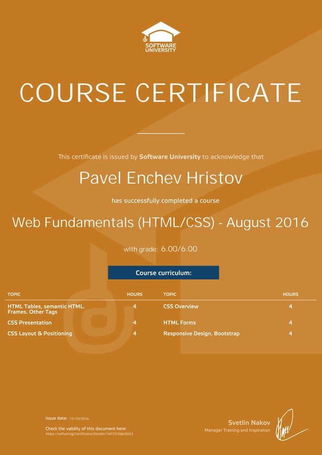 Web-Fundamentals-HTML-CSS-August-2016-Certificate | PDF