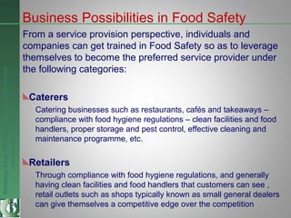 NationalFoodTechnologyResearchCentre
Endlesspossibilitiesinfoodresearch
Business Possibilities in Food Safety
From a servi...