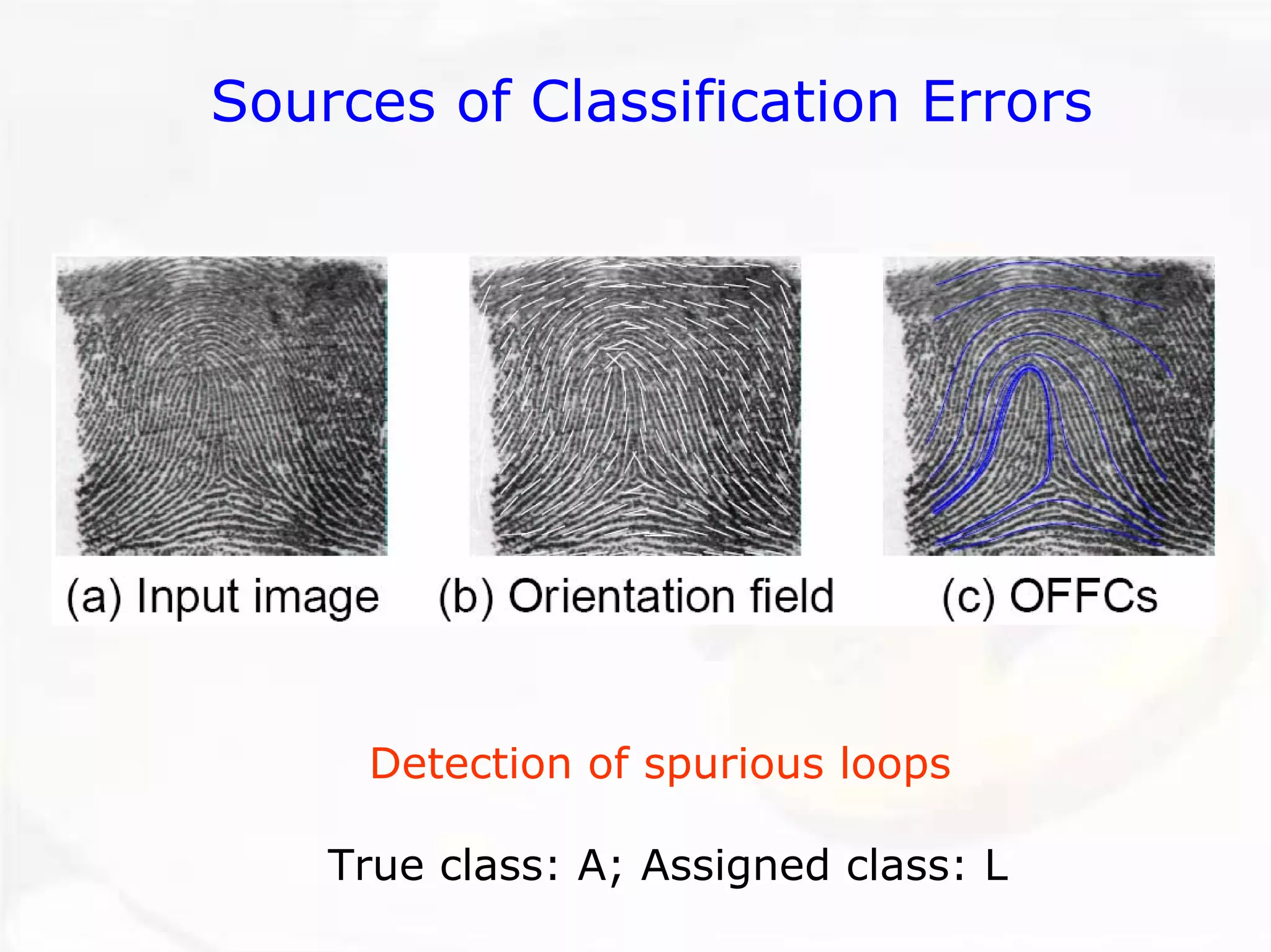 Detection of spurious loopsTrue class: A; Assigned class: L 
Sources of Classification Errors  
