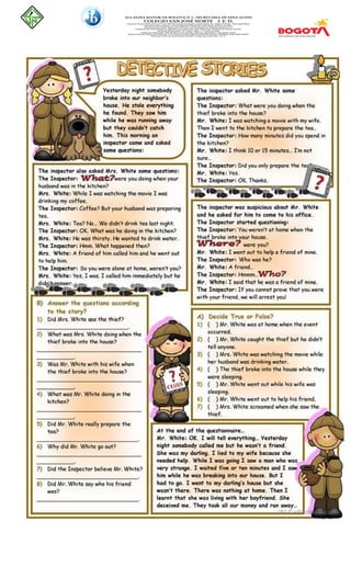 Past tense Simple past tense reading comprehension skills | DOCX