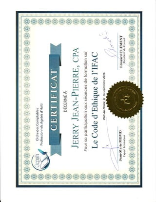 Certificat OCPAH IFAC