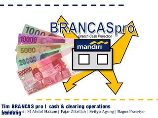 Tim BRANCAS pro | cash & clearing operations
bandungLucia Srilani| M Abdul Hakam| Fajar Zikrillah| Setiyo Agung| Bagus Prasetyo
Branch Cash ProjectionBranch Cash Projection
 
