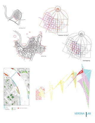 VrSAA
VERONA LAB
VERONA SCHOOL OF ACTING & RE-QUALIFICATION OF PIAZZETTA BRA MOLINARI
The site is located in Piazza Bra Molinari
Located in the North East corner of Verona,
touching the river edge and situated behind
the church of
St. Anastasia.
Just to the left of the major NS axis
Decumano Majore
There is a high amount of pedestrian and
vehicular
circulation down Via Ponte Pietra.
1st Century A.D.
Venetian Age
Rotation of 26.8˚
Overlapping
VERONA LAB
In the Water
Touching the Water
Extensions to the Water
Over the Water
Public Area
Private Area Interaction of Water and Vegetation
 