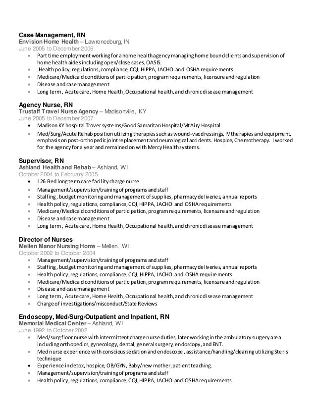 agency nurse resume job description