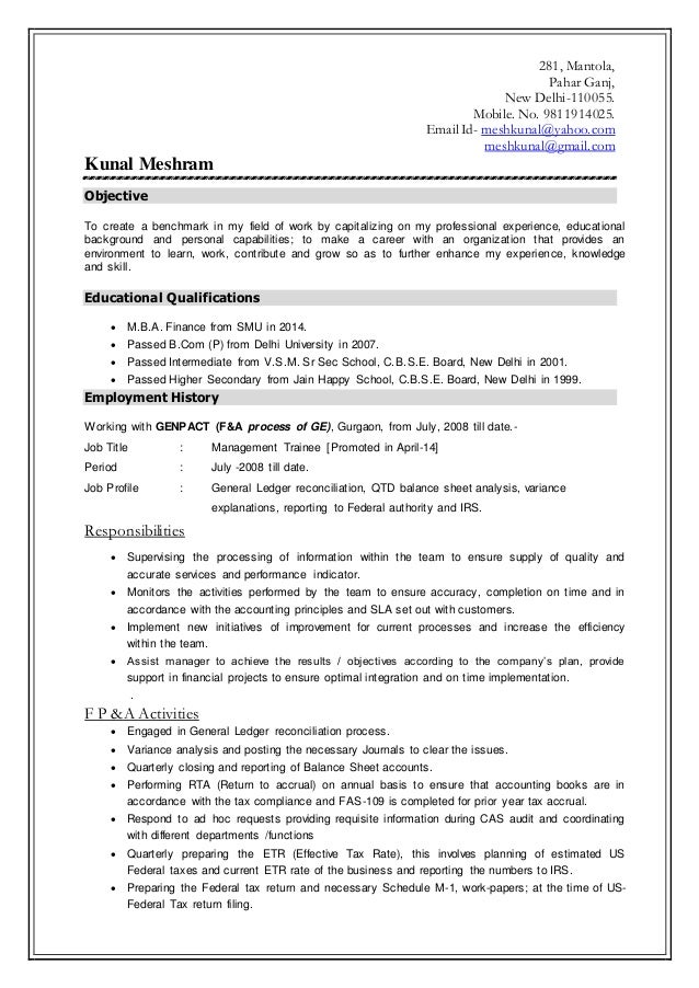 Resume of Kunal MeshramRTR