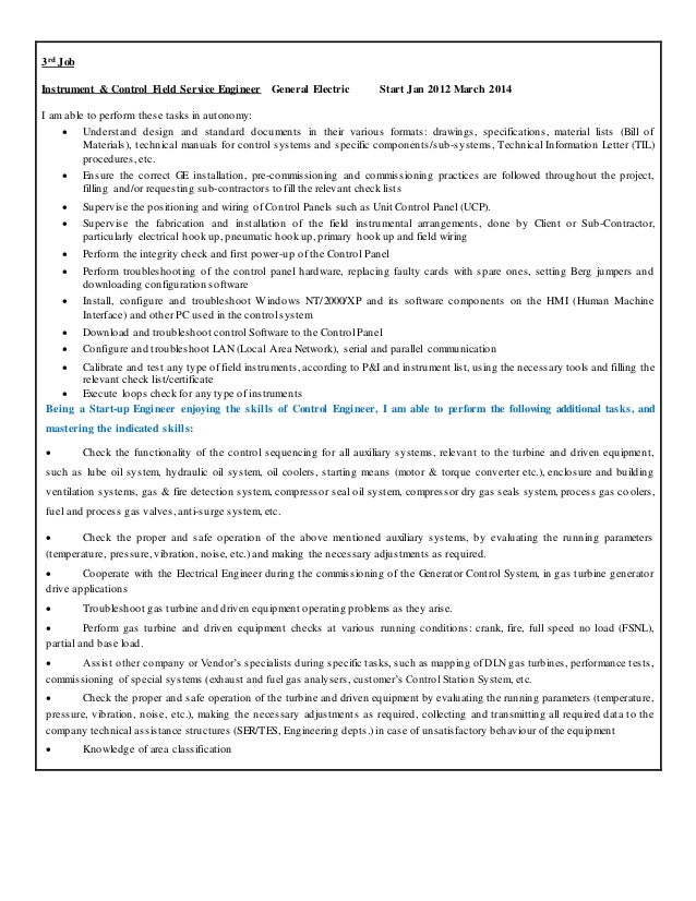 2 3rd job instrument control field service engineer general electric - Ge Field Engineer Sample Resume 2 3rd job instrument control field service engineer general electric - Ge Field Engineer Sample Resume