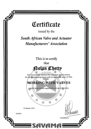 WWV Certificate